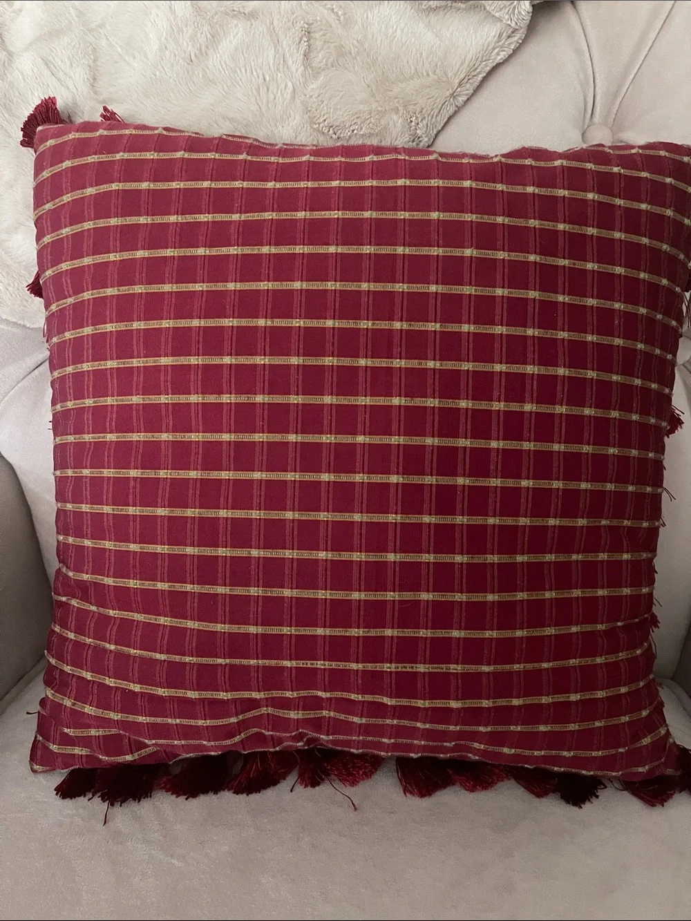Holiday Santa Tassel Throw Pillow - Red
